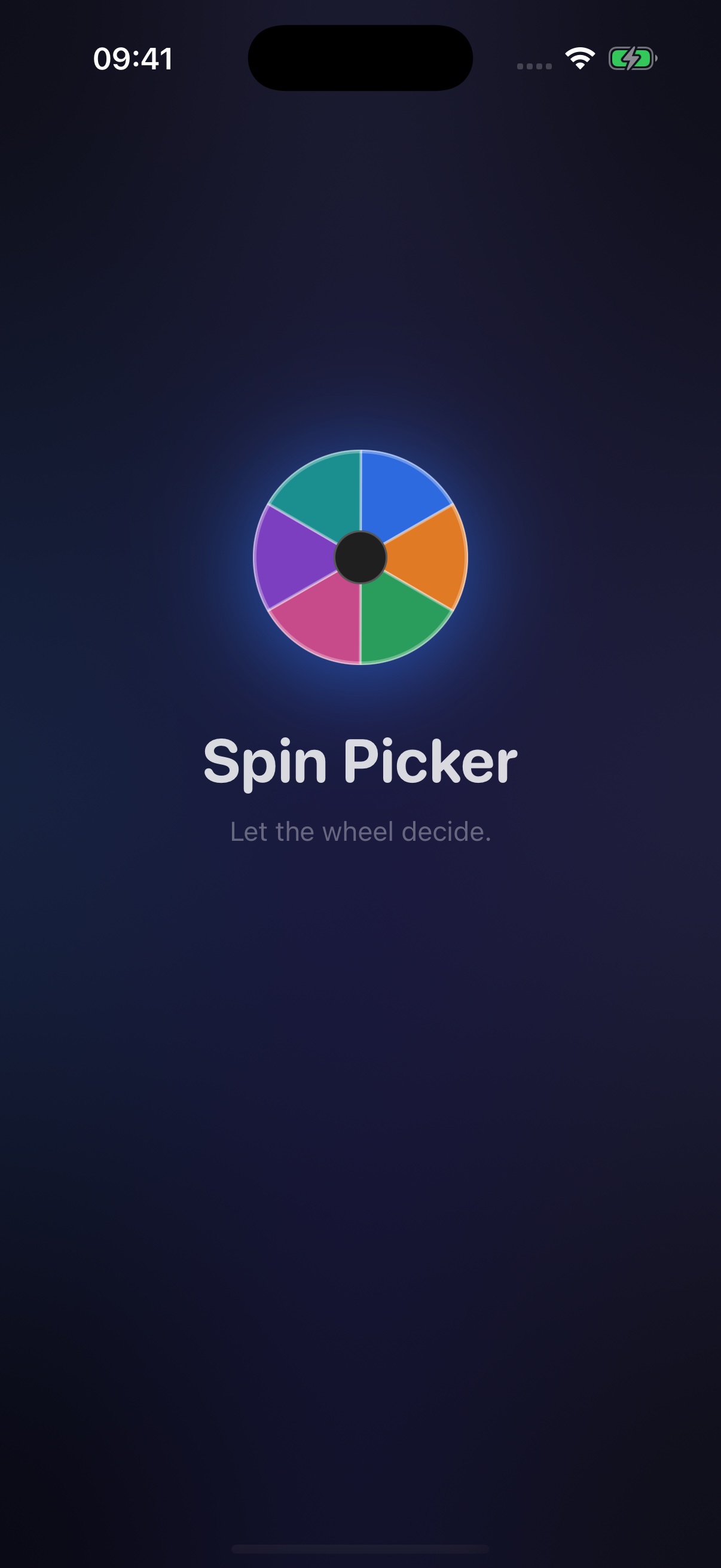 Splash screen with the miniature glowing wheel